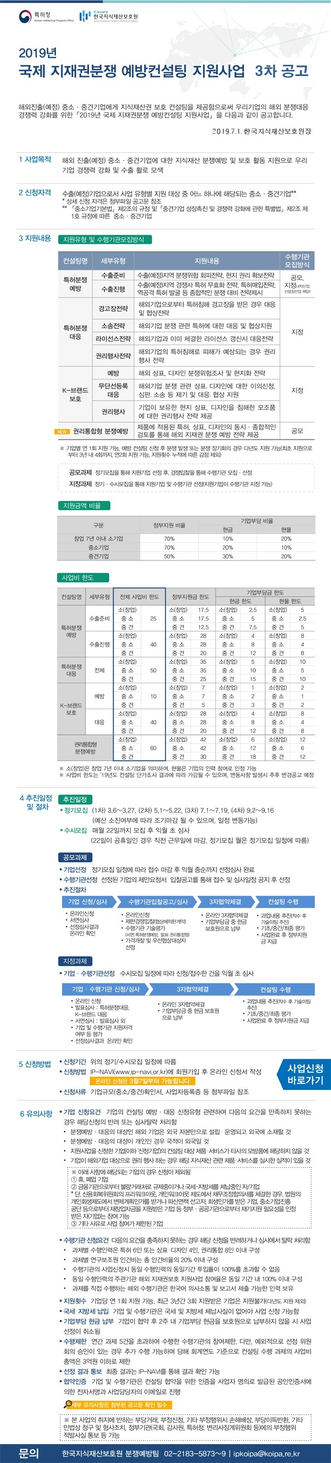 2019년 국제 지재권분쟁 예방컨설팅 지원사업 3차 공고